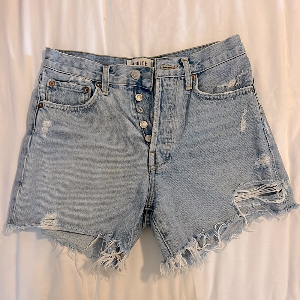 AGOLDE 25 Piper long jean shorts